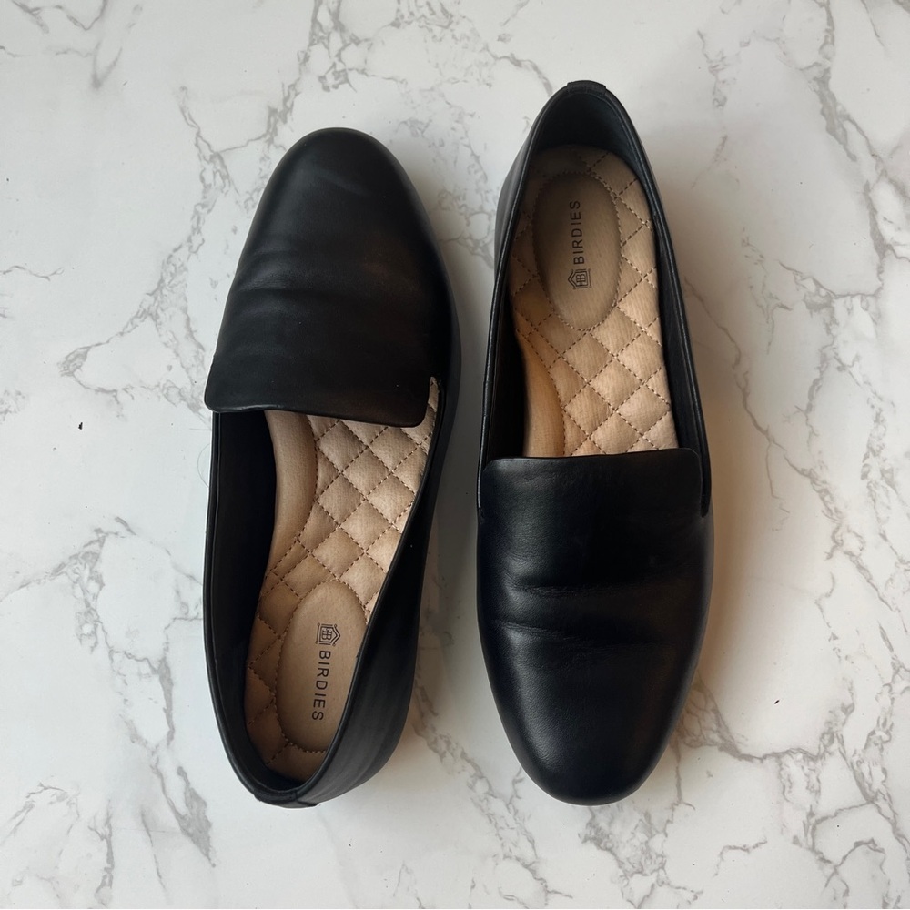 Birdies Starling Black Leather Slip-On Loafers